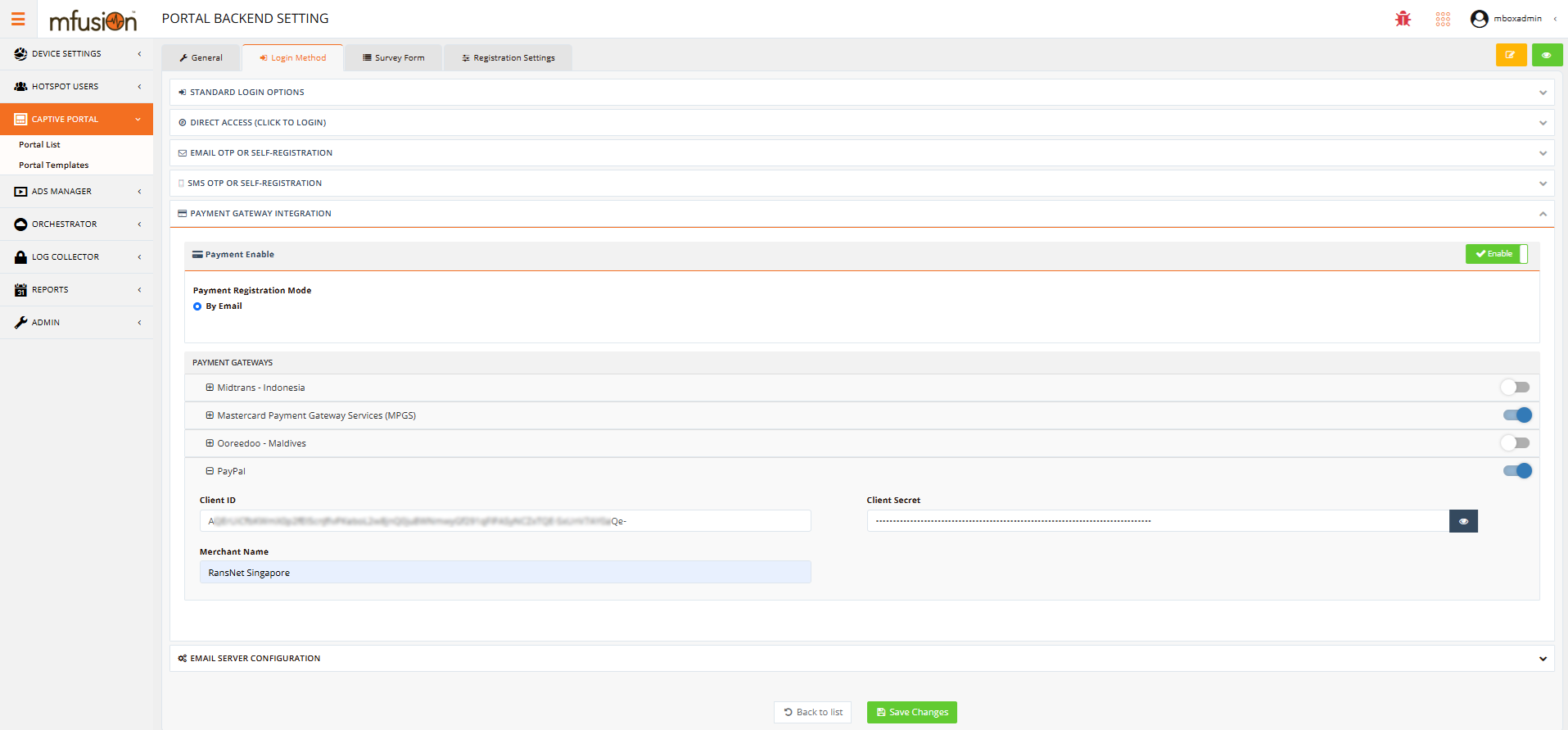 PayPal Configuration