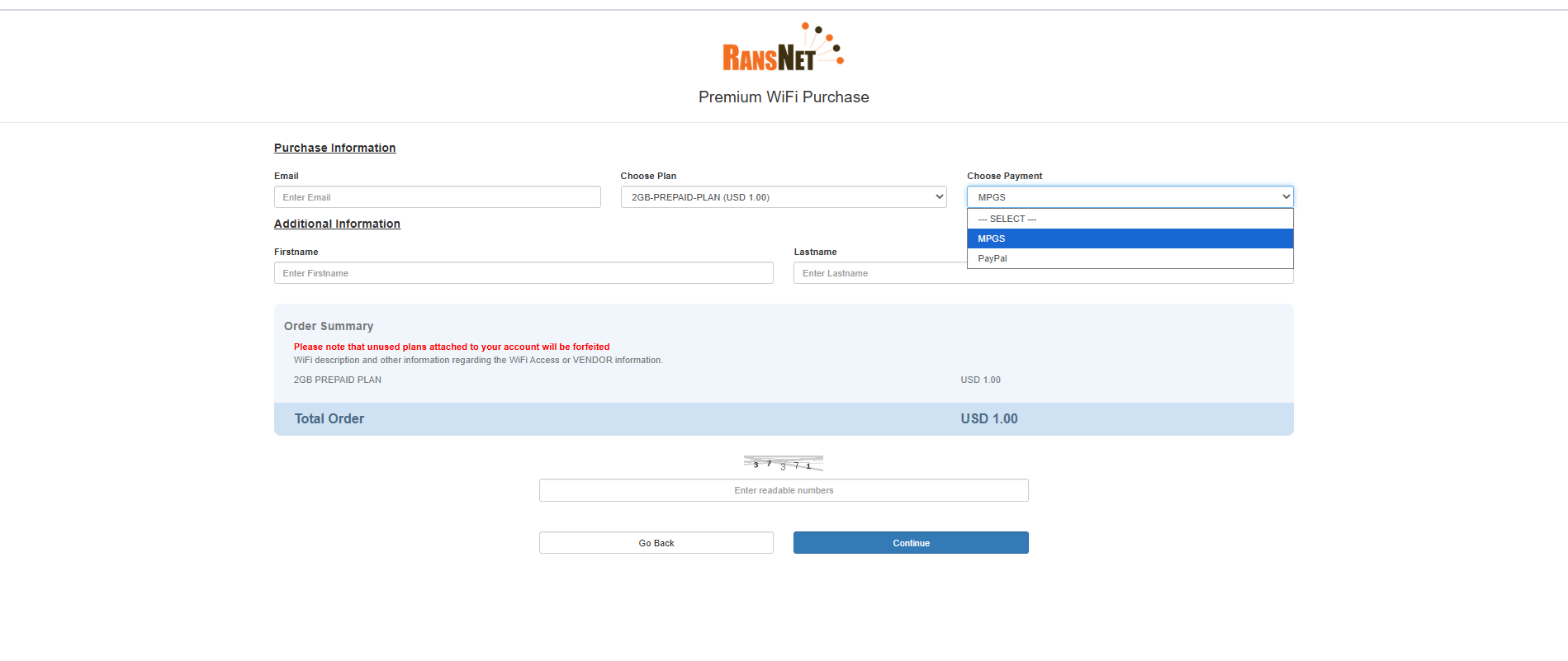 Payment Portal Page
