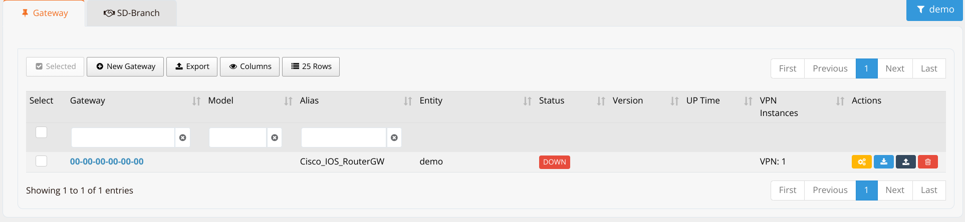 Dummy Cisco gateway imported under Orchestrator Gateway