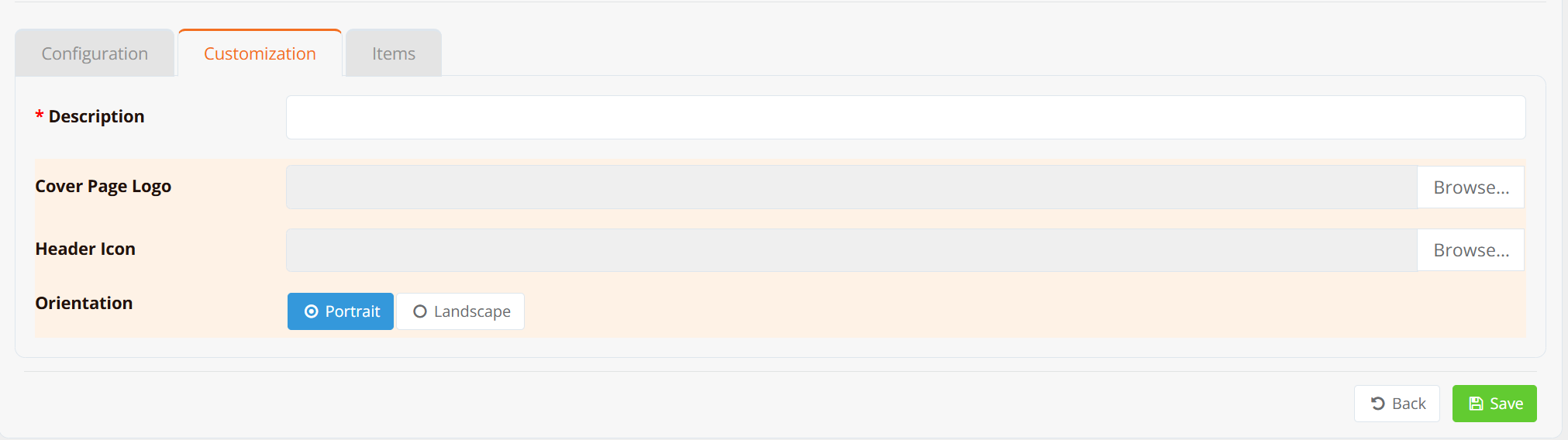 Report customization